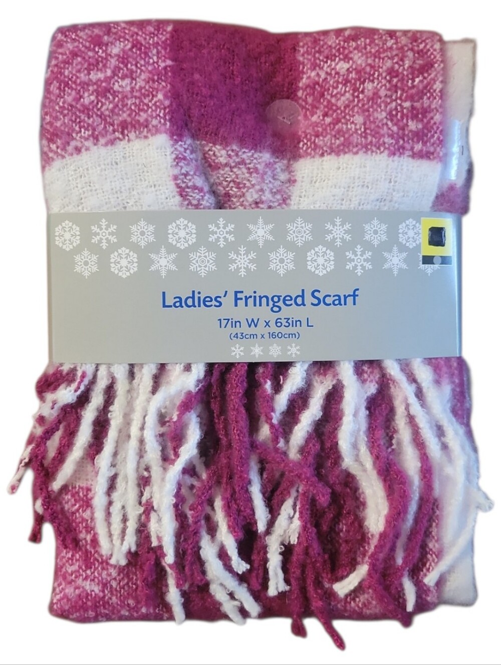 NWT Ladies Fringe Scarf Soft Plum Purple Red White 17" W X 63" L